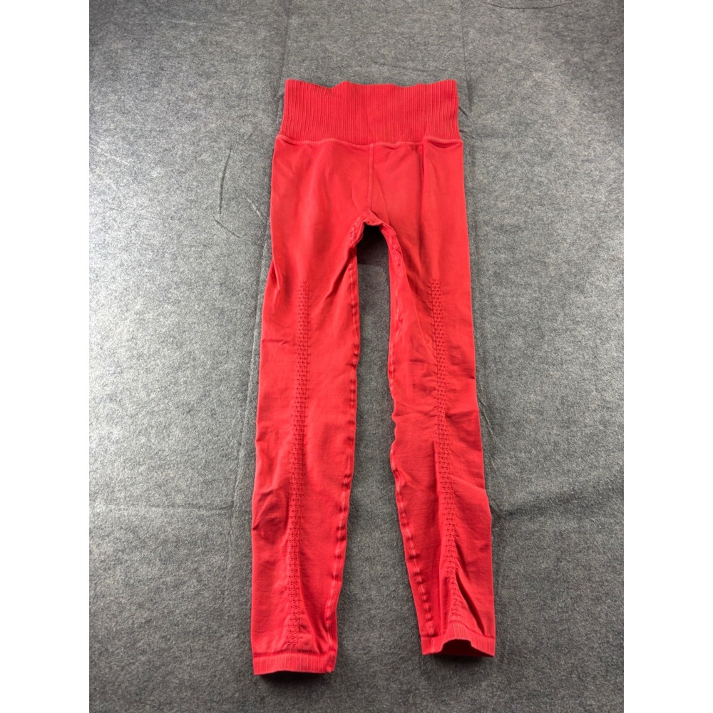 Free People Movement Good Karma Leggings Red High Rise Pointelle XS/S OB720354